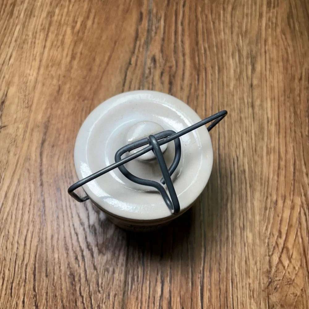 1950s Kaukauna Klub Stoneware Wisconsin Cheese Crock Wire Bail & Lid Vintage